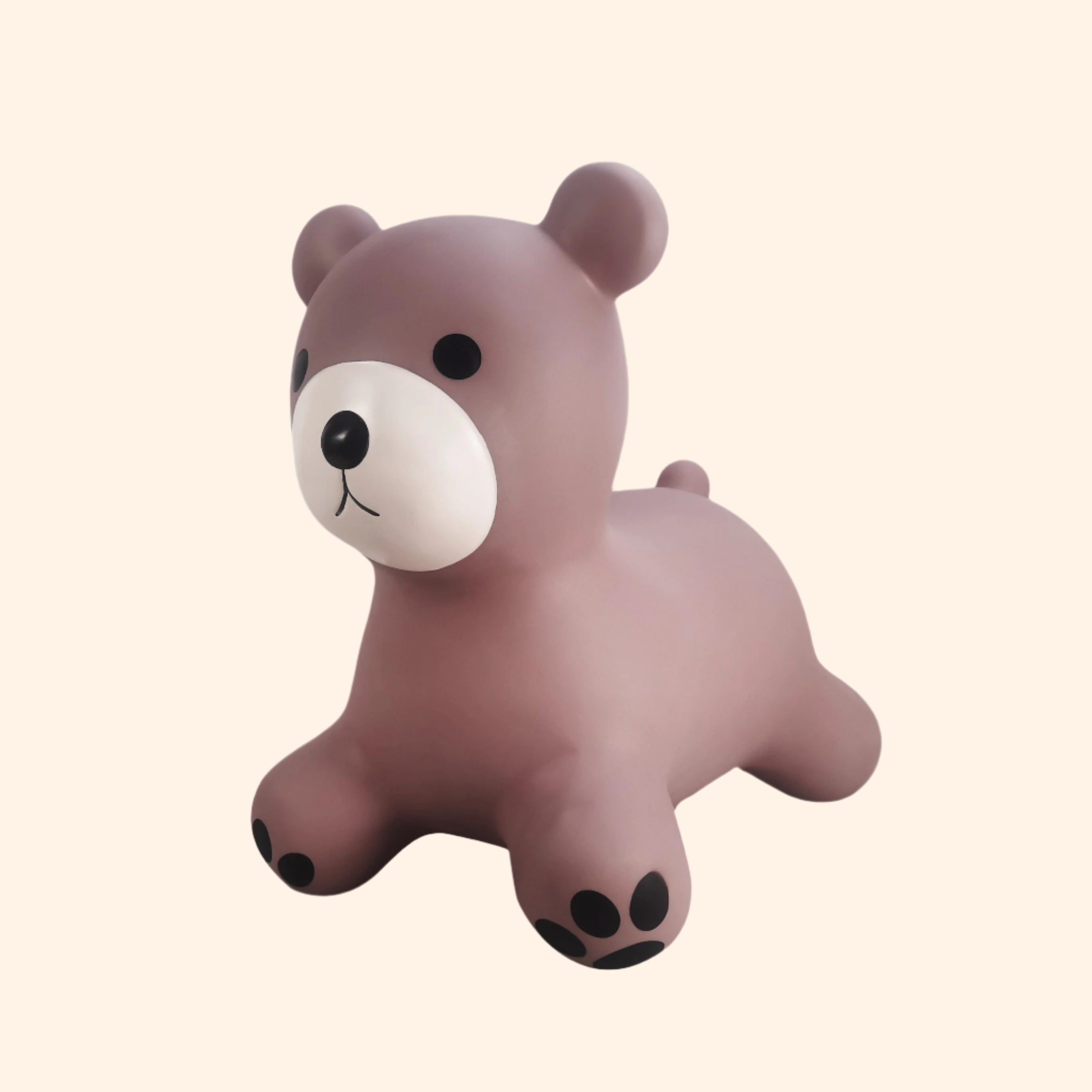 Front view of Maya bouncing bear toy in rosy taupe with dark ears and muzzle – Find That Hippo