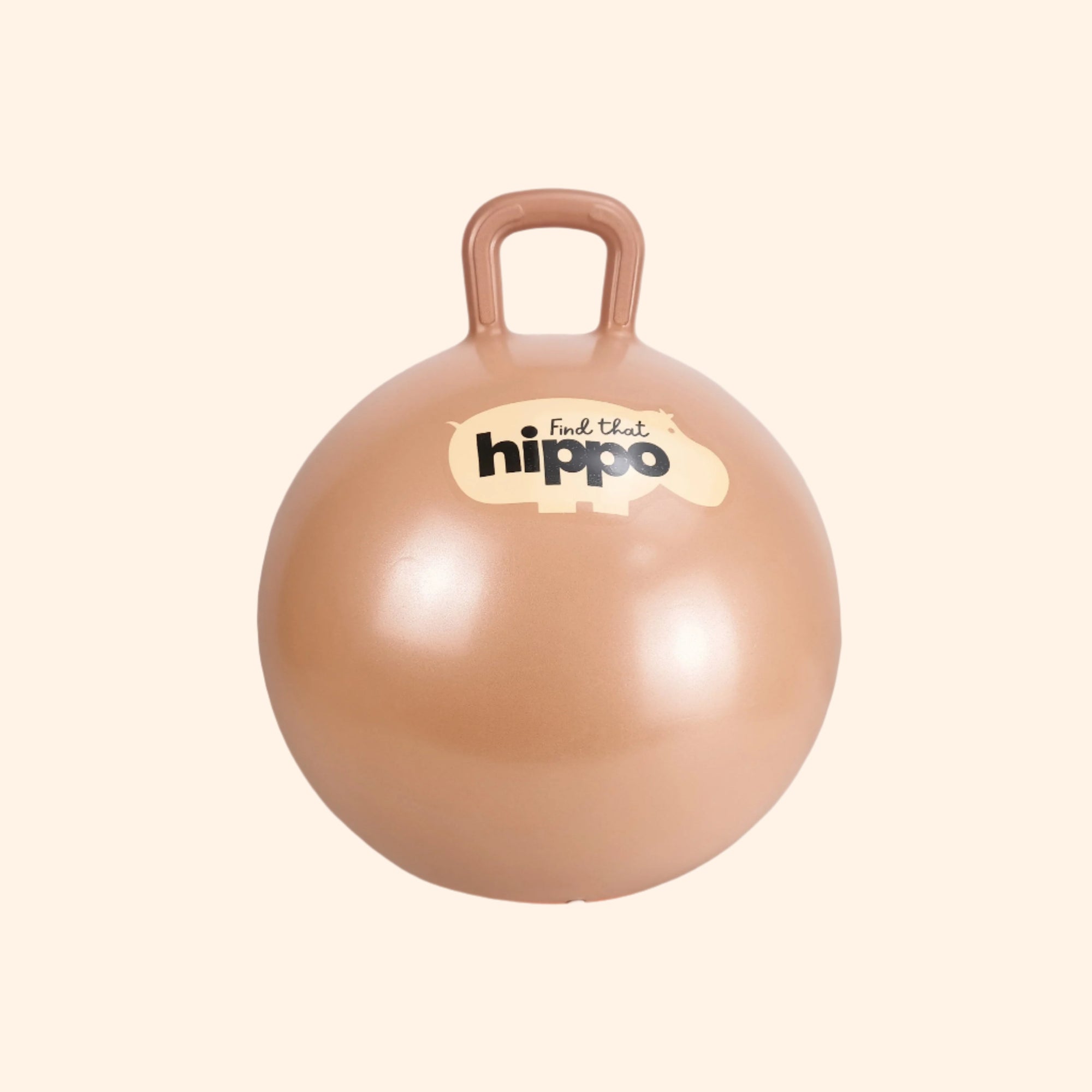 Front view of isolated muted orange bouncy ball with visible handle – Find That Hippo
