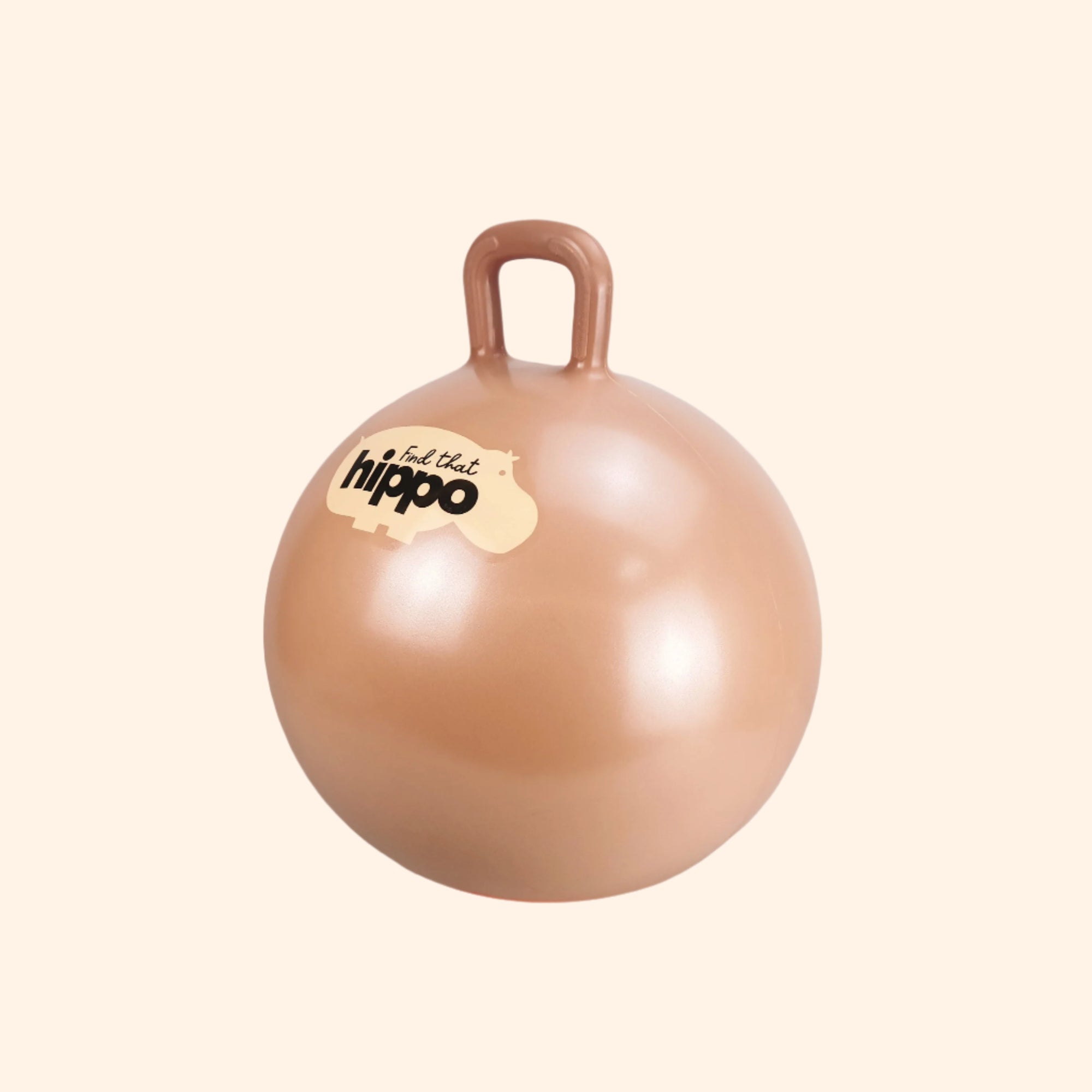 Side angle of muted orange jumping ball showing shape and handle – Find That Hippo