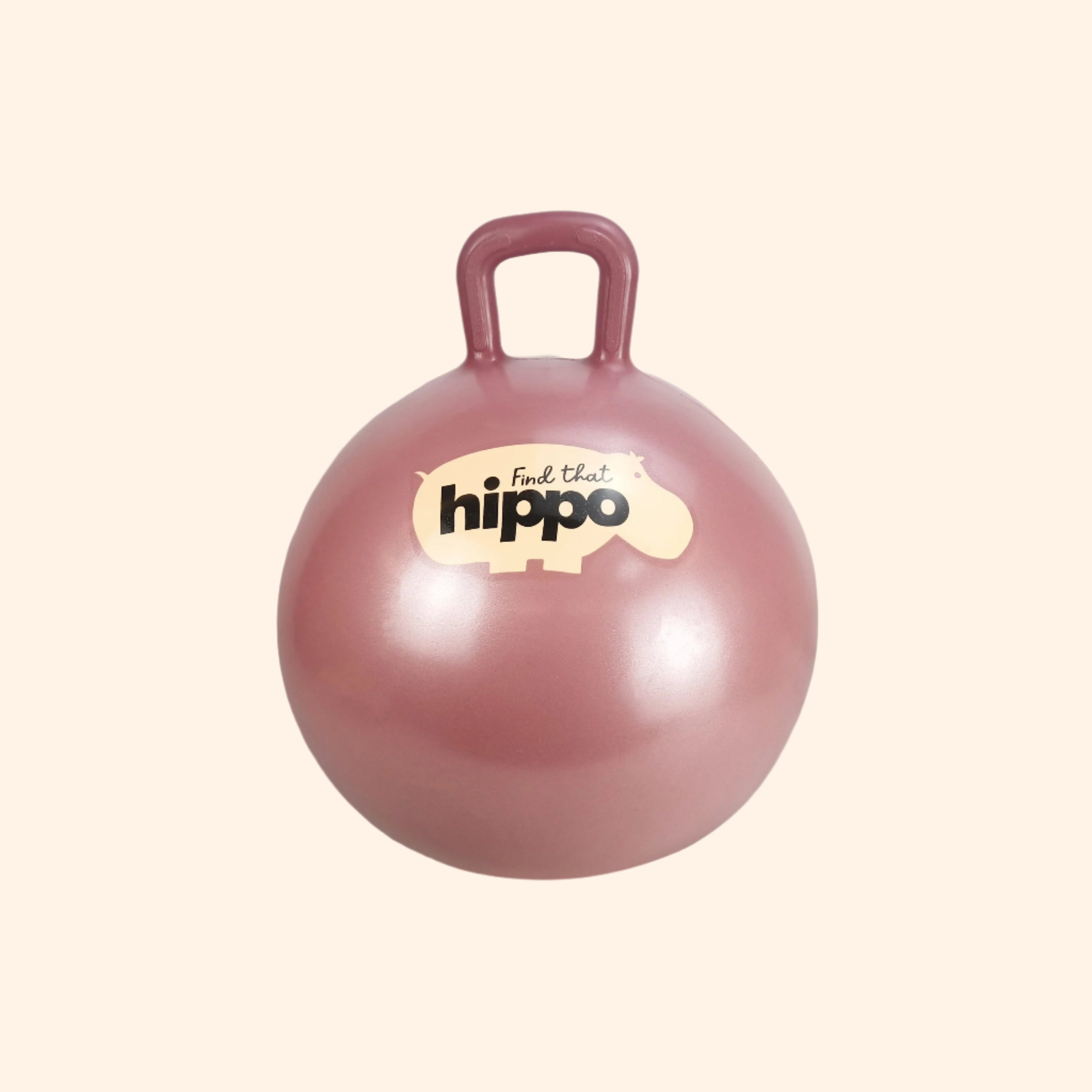 Isolated front view of dusty pink Hippo bouncy ball with handle – Find That Hippo