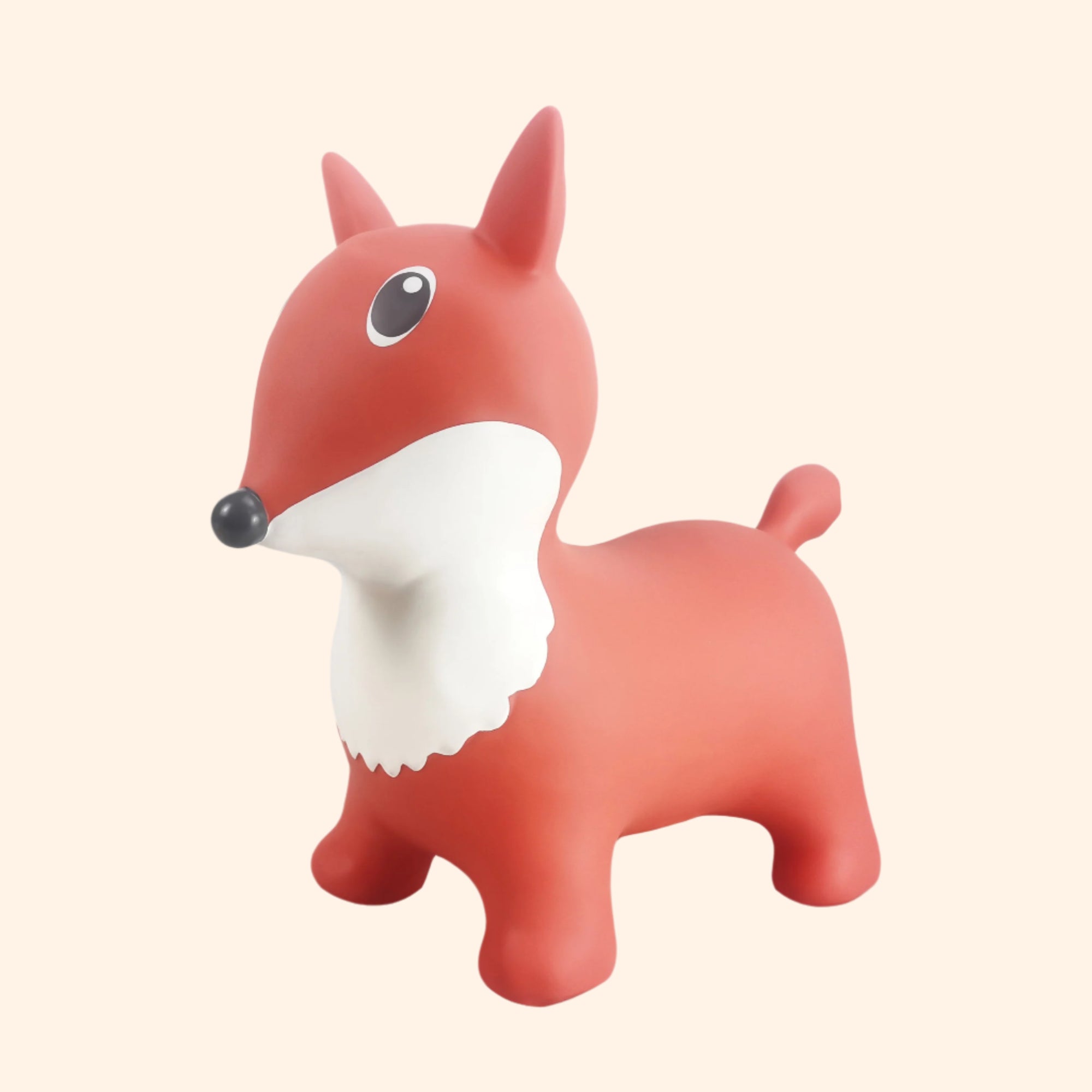 Front view of Lela bouncing fox toy with orange body, white belly, and anthracite details – Find That Hippo