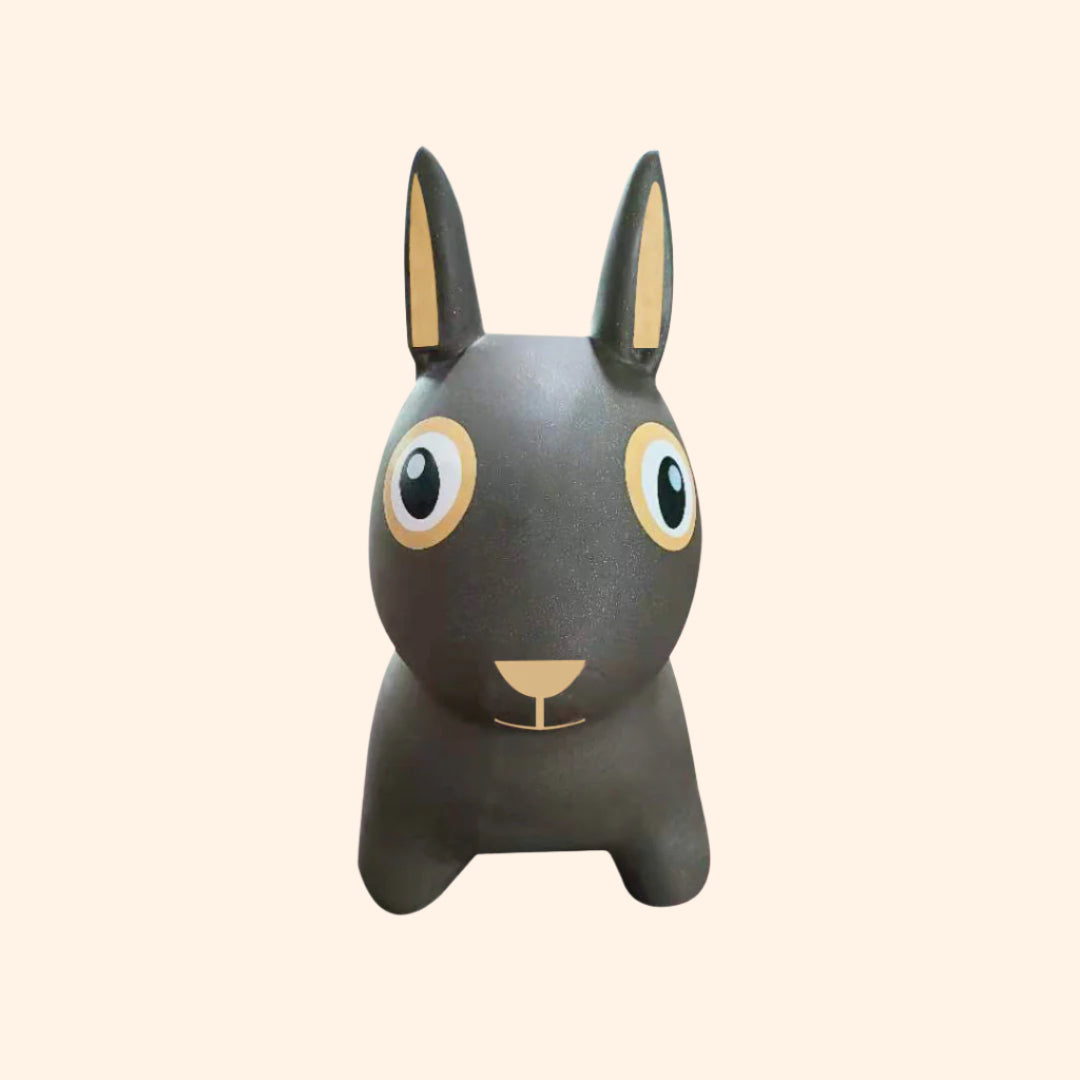Front view of Thumper bouncing bunny toy showing round eyes and upright ears – Find That Hippo